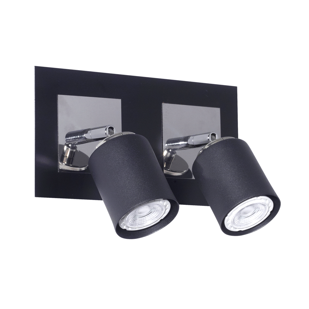 APLIQUE 2 LUCES BASE CUADRADA NEGRO/CROMO GU10